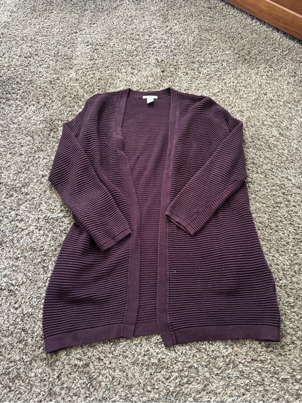 H&M Plum Open-Front Ribbed Cardigan Sweater